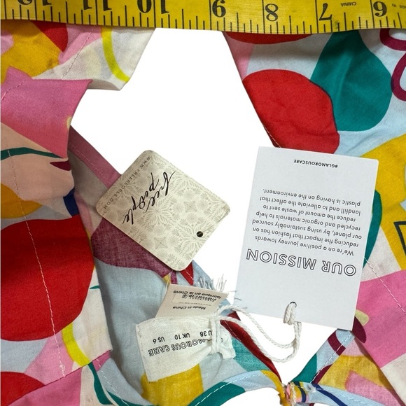 FREE PEOPLE Glamorous Abstract Rainbow Colorful Abstract Print dress Size 6. E51 - Picture 8 of 16